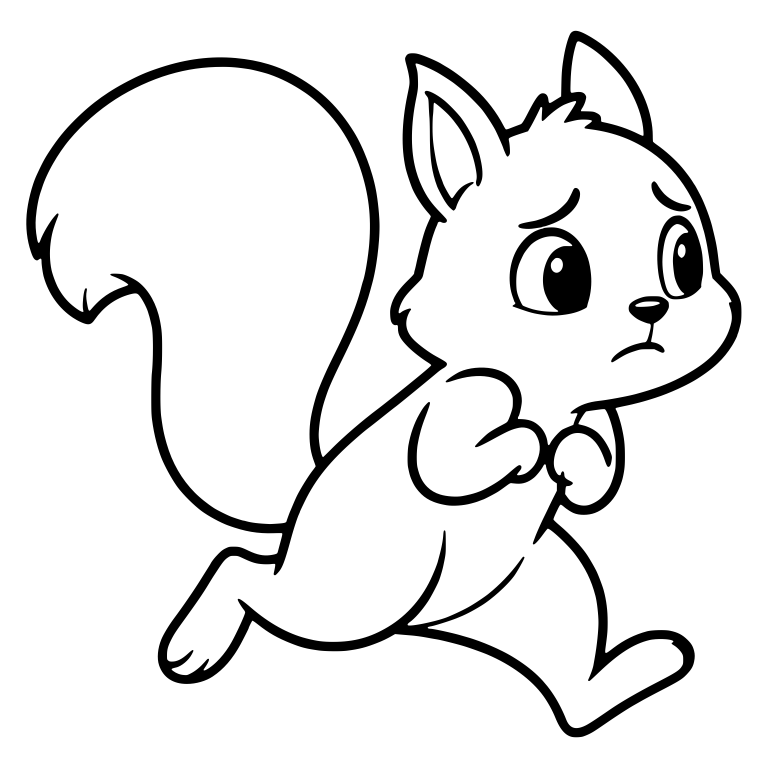 Worried Squirrel Running Hunched with Tail Curving Up — free animal SVG cut file