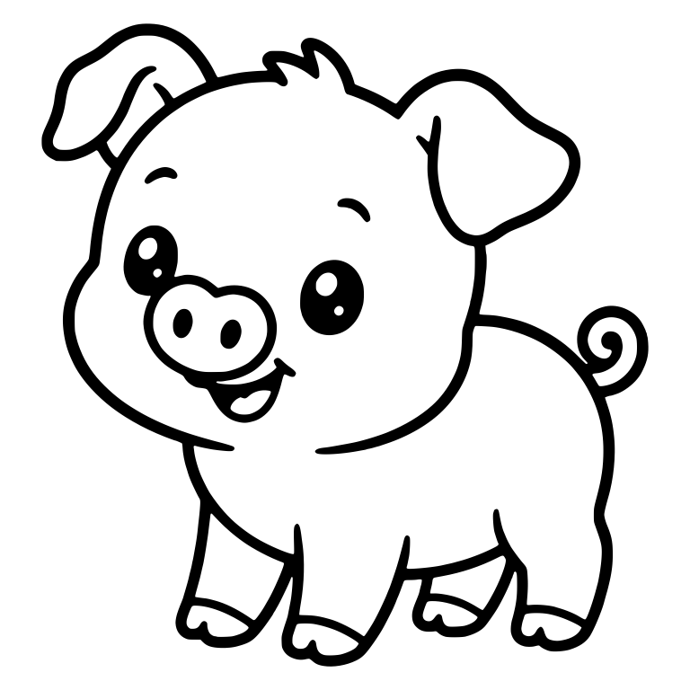 Walking Piglet in Three-Quarter View with Curly Tail — free animal SVG cut file