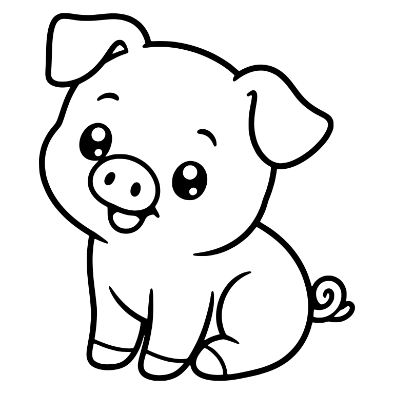 Sitting Piglet With Tilted Head and Tongue Out — free animal SVG cut file