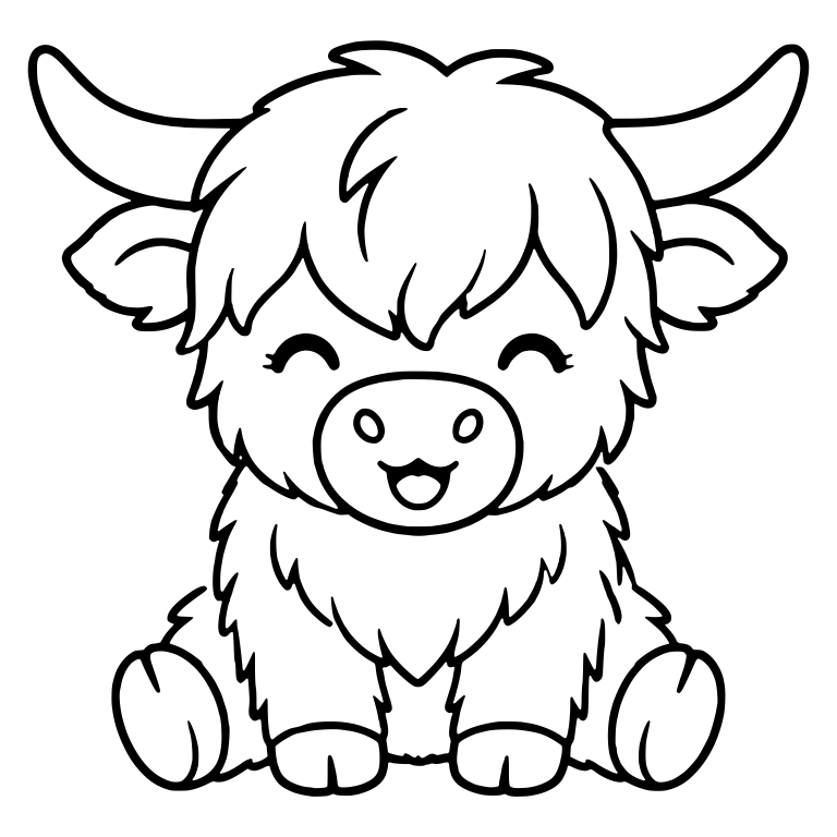 Sitting Highland Cow With Shaggy Bangs — free animal SVG cut file