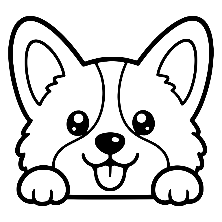 Peeking Corgi Puppy With Paws on Ledge and Tongue Out — free animal SVG cut file