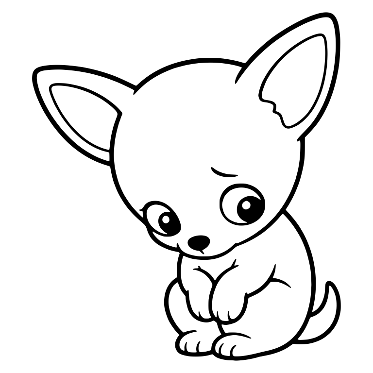 Bashful Chihuahua Puppy Sitting With Paws Together — free animal SVG cut file