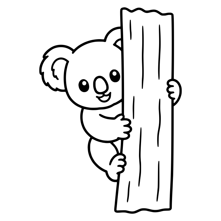 Koala Peeking Around Tree Trunk with Both Paws — free animal SVG cut file