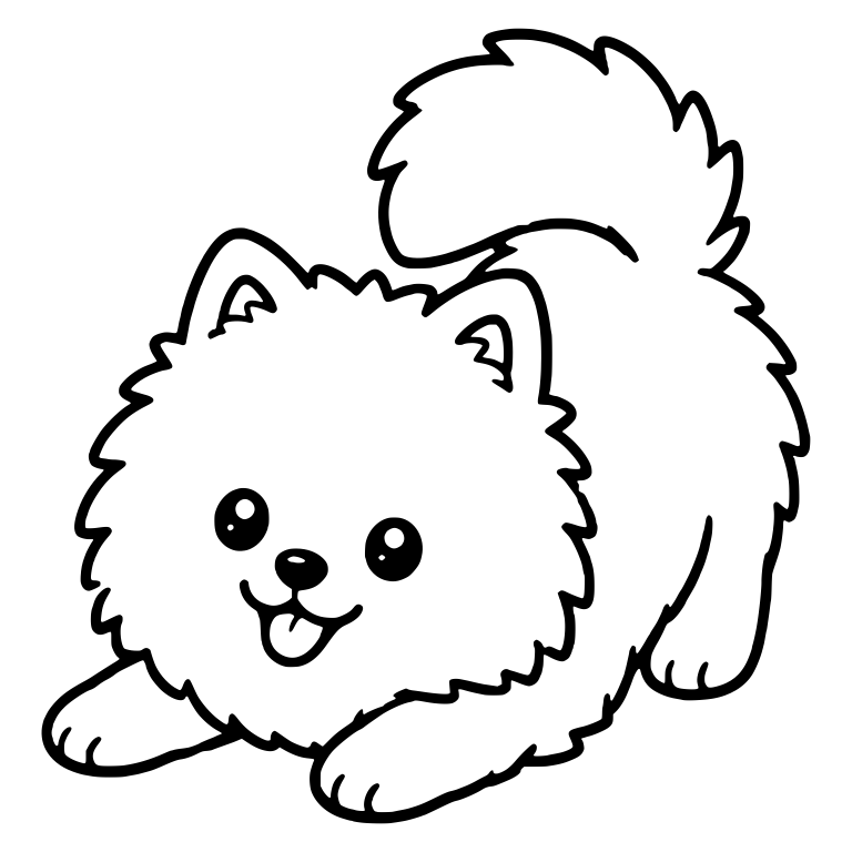 Pomeranian Play Bow With Tail Raised High — free animal SVG cut file