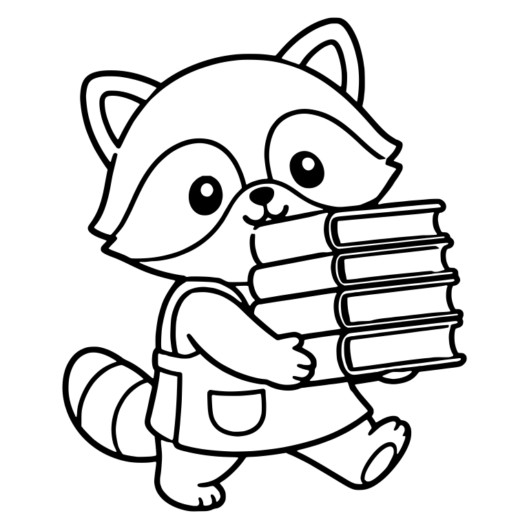 Raccoon Carrying Stack of Four Books — free animal SVG cut file