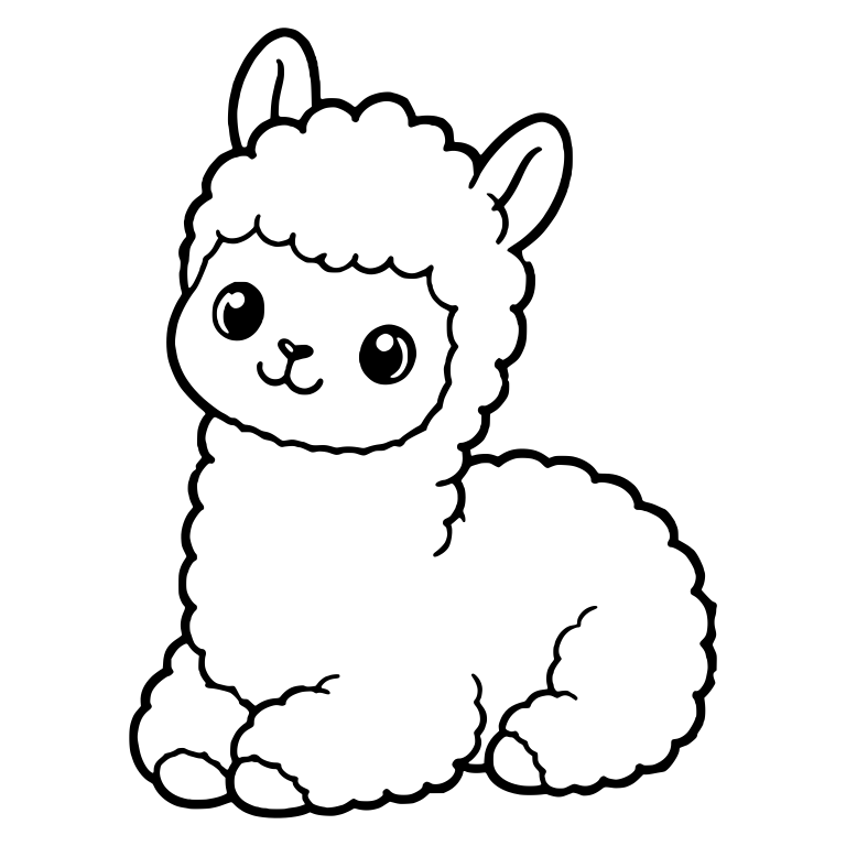 Fluffy Alpaca Cria Lying Down with Ears Up — free animal SVG cut file