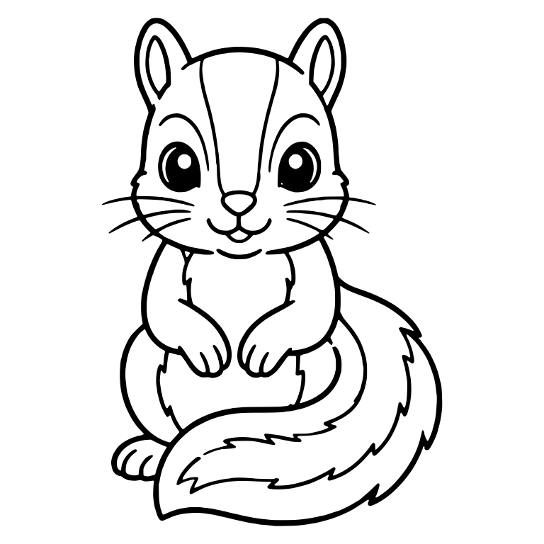 Sitting Squirrel with Striped Forehead and Wrapped Tail — free animal SVG cut file