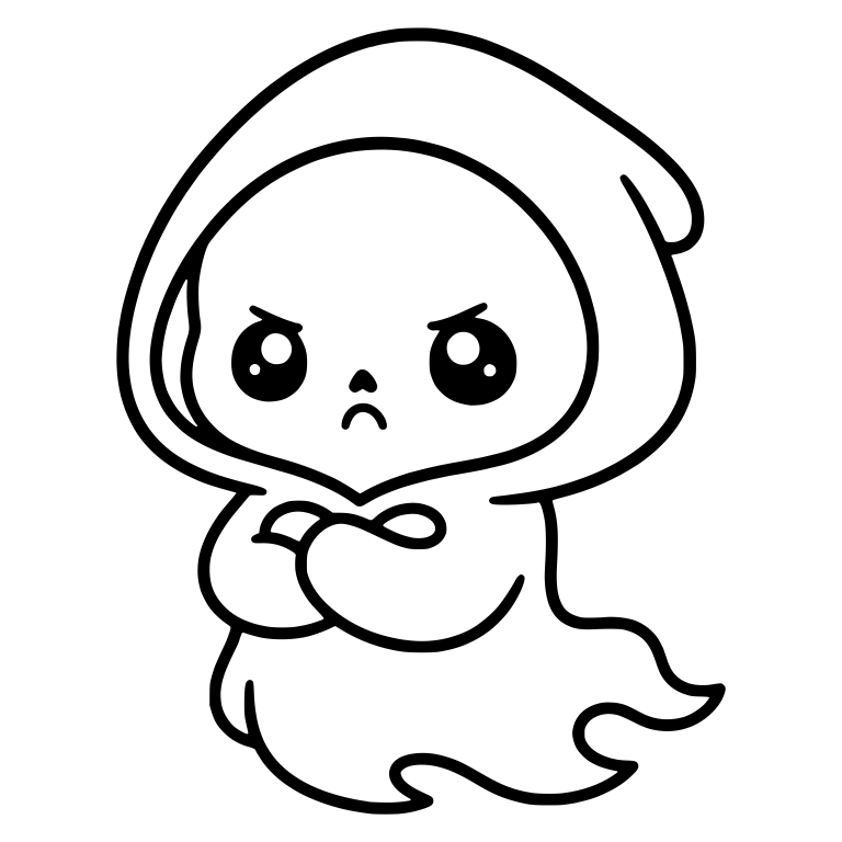 Grumpy Hooded Reaper Floating With Crossed Arms — free characters SVG cut file