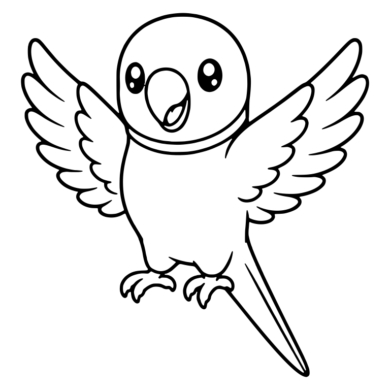 Kawaii Ringneck Parrot Flying with Wings Spread — free animal SVG cut file