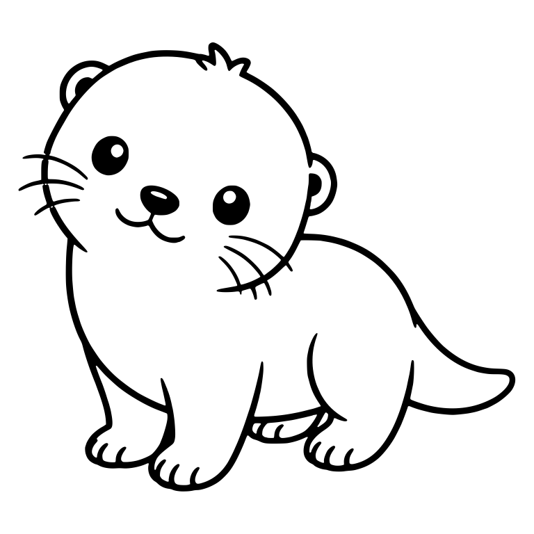 Kawaii Otter Standing on All Fours with Fur Tuft — free animal SVG cut file