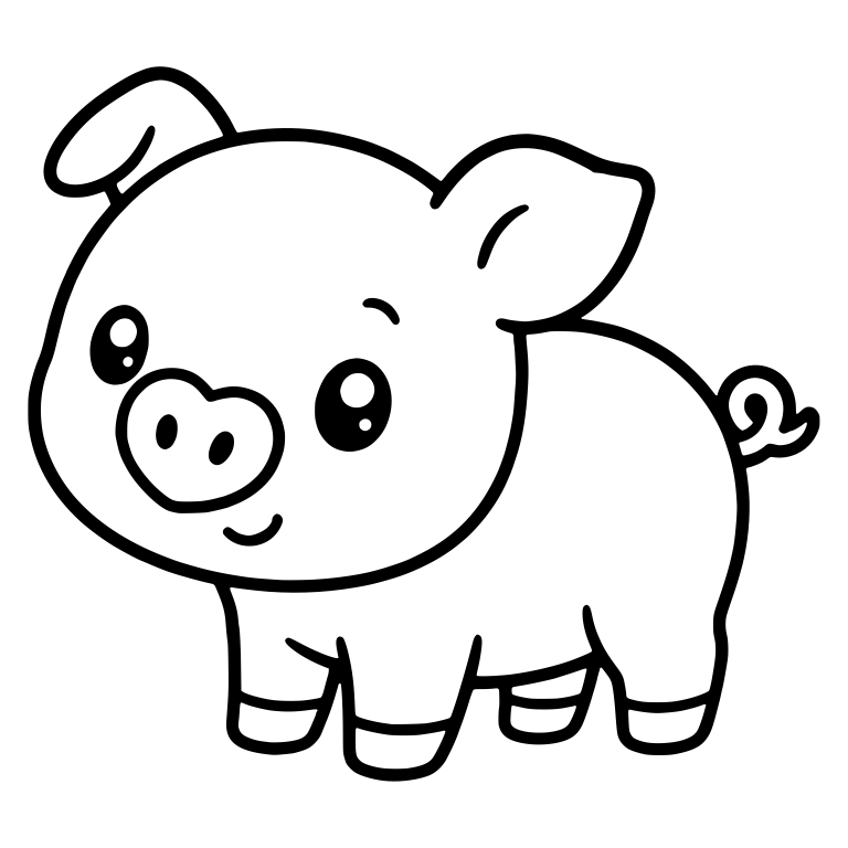 Standing Piglet With Heart Shaped Nose — free animal SVG cut file