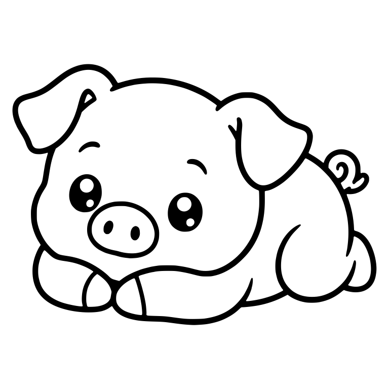 Piglet Lying Down With Chin on Paws — free animal SVG cut file
