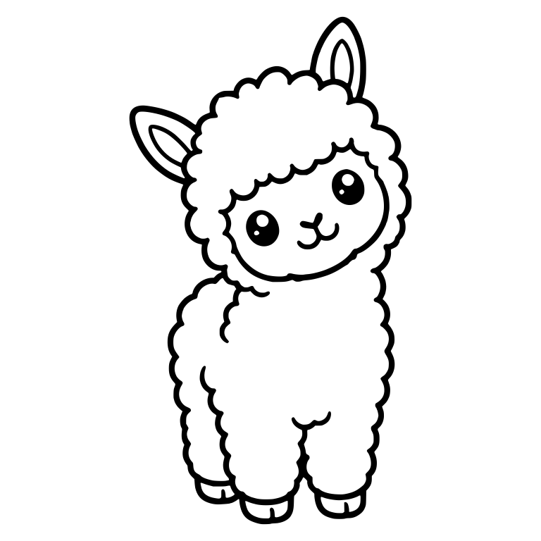 Curious Kawaii Alpaca Cria with Tilted Head — free animal SVG cut file