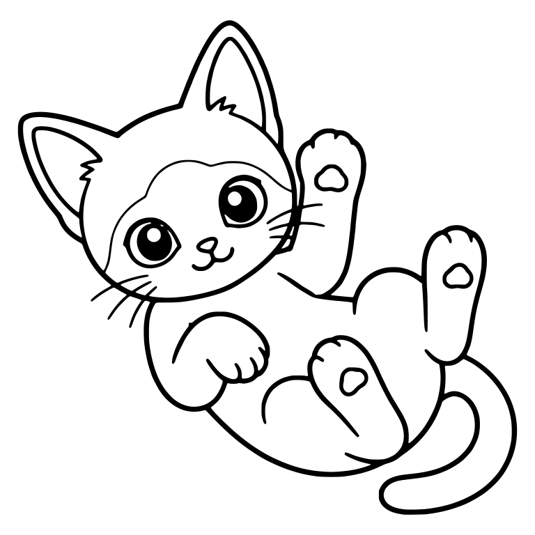 Siamese Kitten Lying on Back With Paws Up — free animal SVG cut file