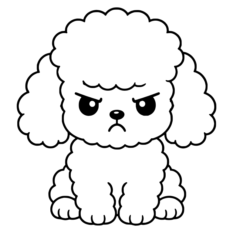 Scowling Toy Poodle Puppy Sitting Front View — free animal SVG cut file