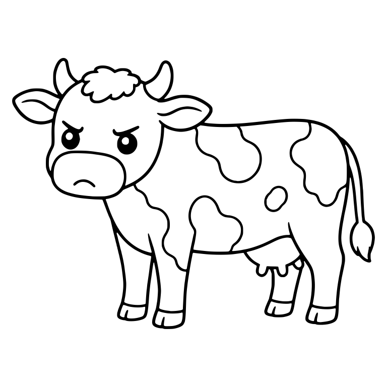 Grumpy Spotted Cow Standing in Side View — free animal SVG cut file