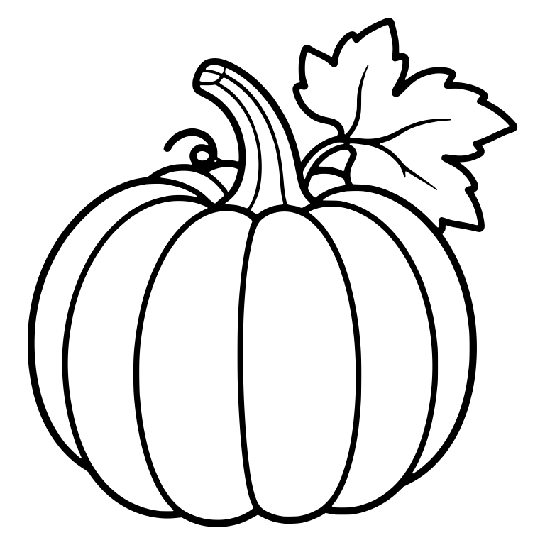 Ribbed Pumpkin with Large Leaf and Curly Tendril — free floral SVG cut file