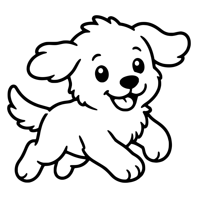 Golden Retriever Puppy Running With Flapping Ears — free animal SVG cut file