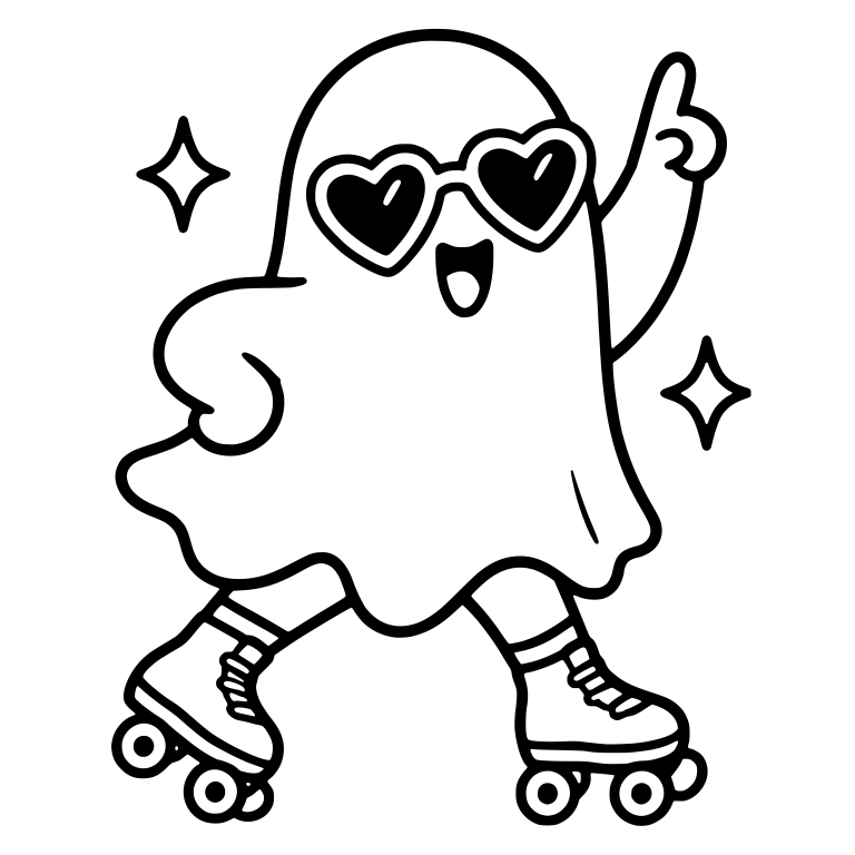 Ghost In Heart Sunglasses Skating With Sparkles — free fantasy-creature SVG cut file