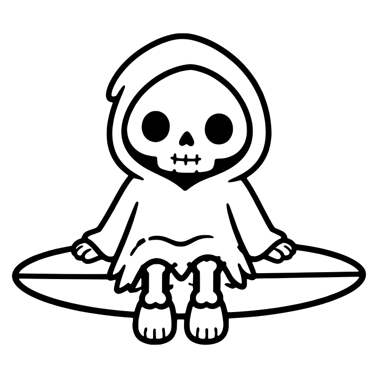 Grim Reaper Sitting on Surfboard — free characters SVG cut file