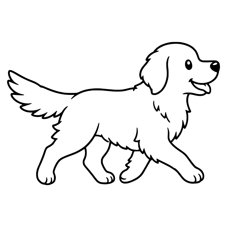 Golden Retriever Trotting With Feathered Tail Raised — free animal SVG cut file