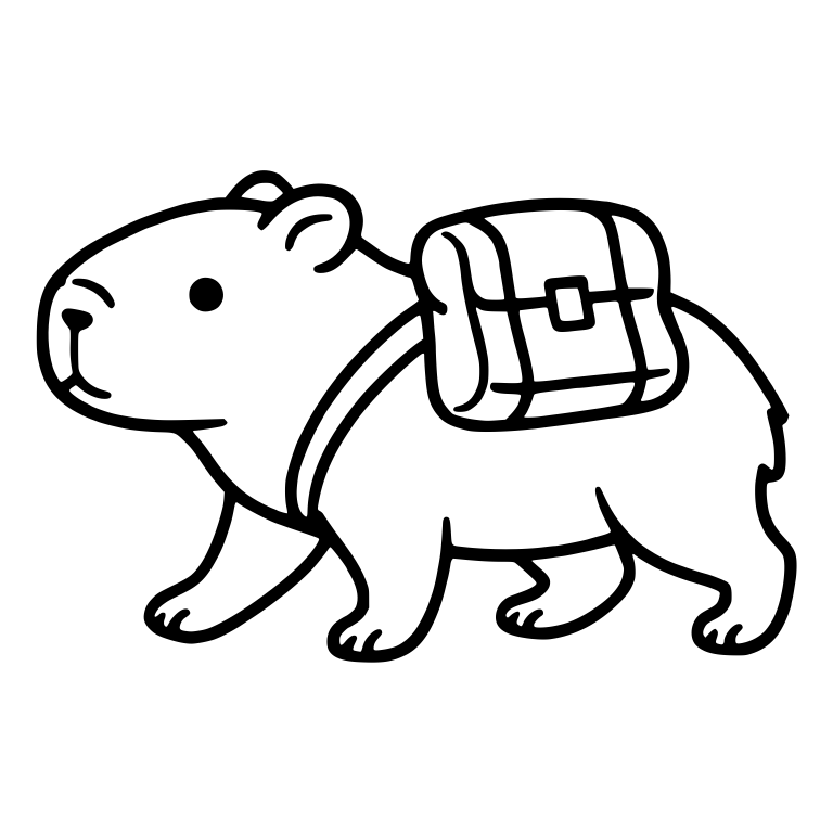 Capybara Walking with a Buckled Backpack — free animal SVG cut file