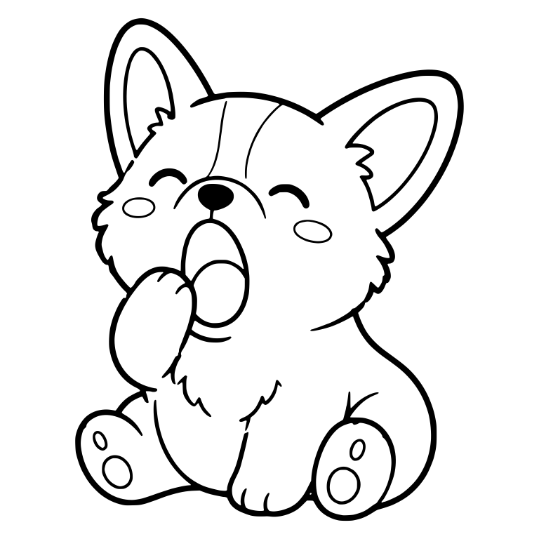 Yawning Corgi Puppy Covering Mouth With Paw — free animal SVG cut file