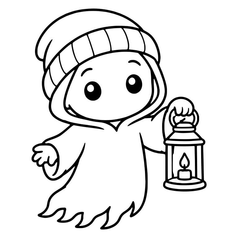 Hooded Reaper in Beanie Holding a Candle Lantern — free characters SVG cut file