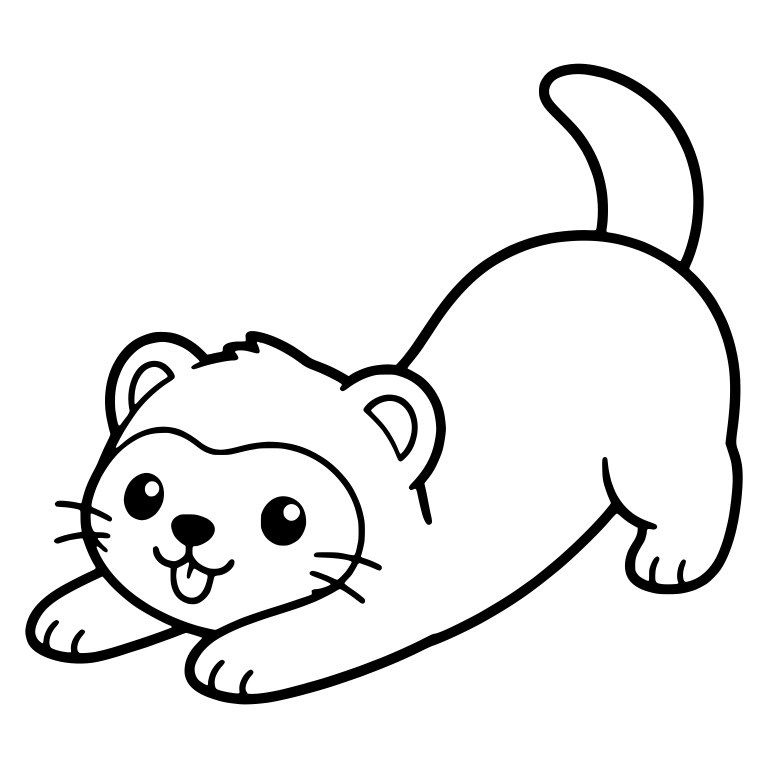 Kawaii Ferret Play-Bowing With Tongue Out — free animal SVG cut file