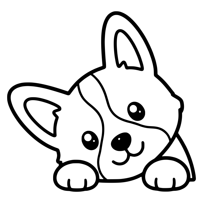 Peeking Corgi Puppy With Head Tilted and Closed Smile — free animal SVG cut file