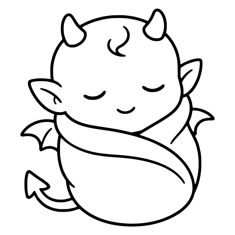 Swaddled Baby Devil with Tiny Wings Sleeping — free fantasy-creature SVG cut file