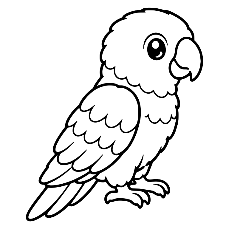 Kawaii Parrot in Side View with Scalloped Feathers — free animal SVG cut file