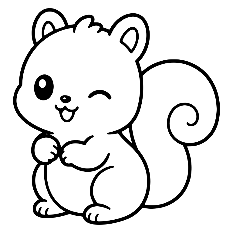 Winking Squirrel With Swirl Tail And Head Tuft — free animal SVG cut file