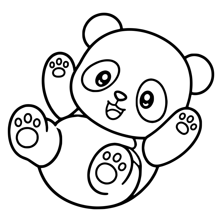 Panda Cub Rolling on Back with Paws Up — free animal SVG cut file
