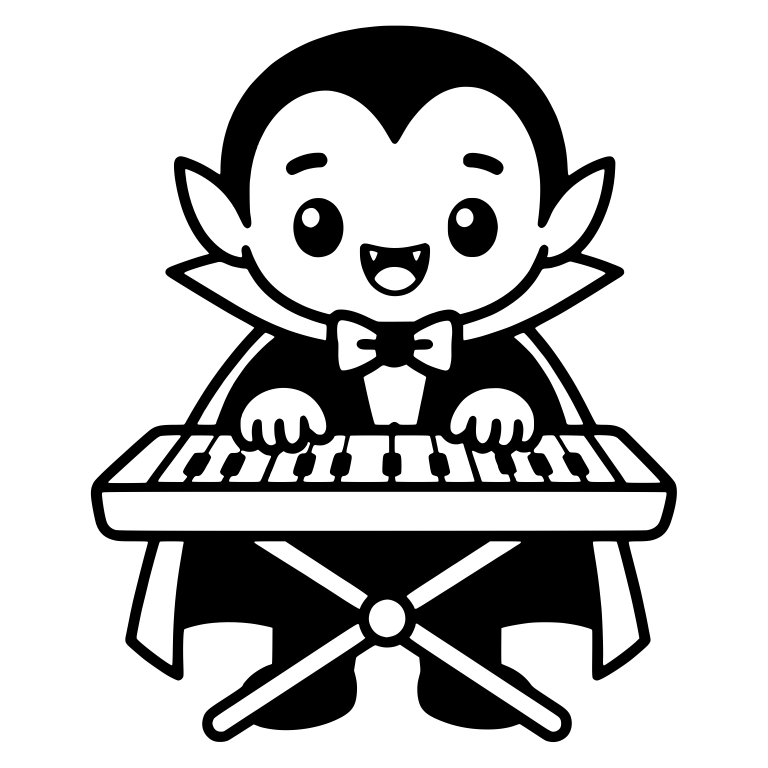 Vampire Playing Keyboard With Bow Tie And Cape — free fantasy-creature SVG cut file