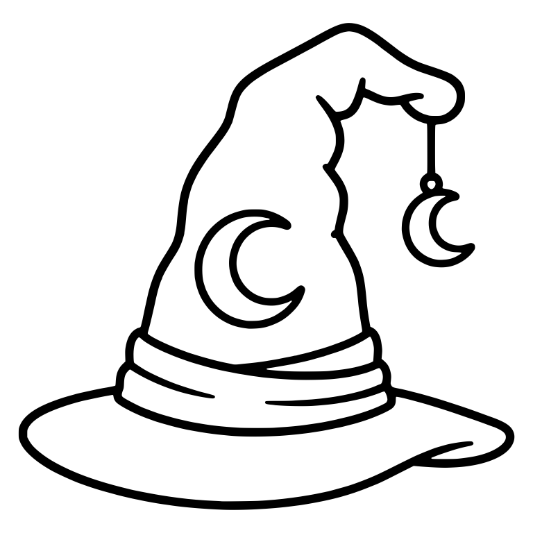 Witch Hat with Crescent Moon and Dangling Moon Charm — free objects SVG cut file