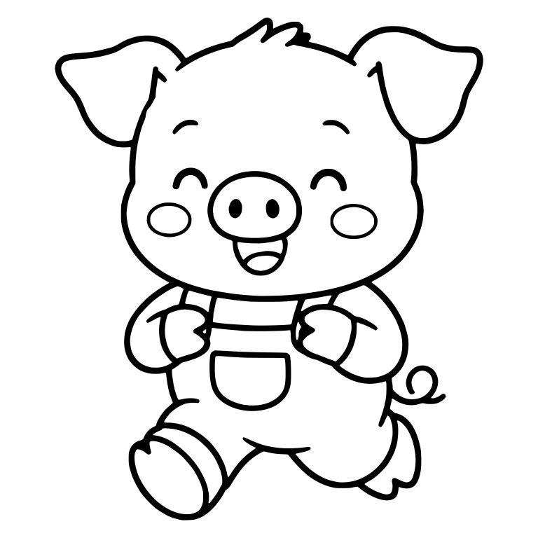 Running Piglet In Overalls With Happy Eyes — free animal SVG cut file