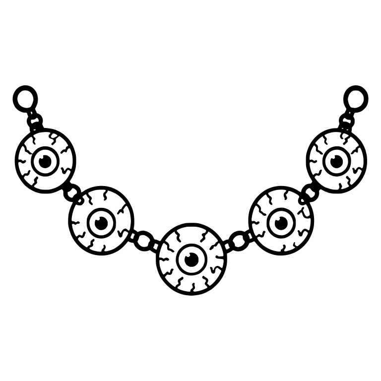 Curved Chain Garland of Five Linked Eyeballs — free objects SVG cut file