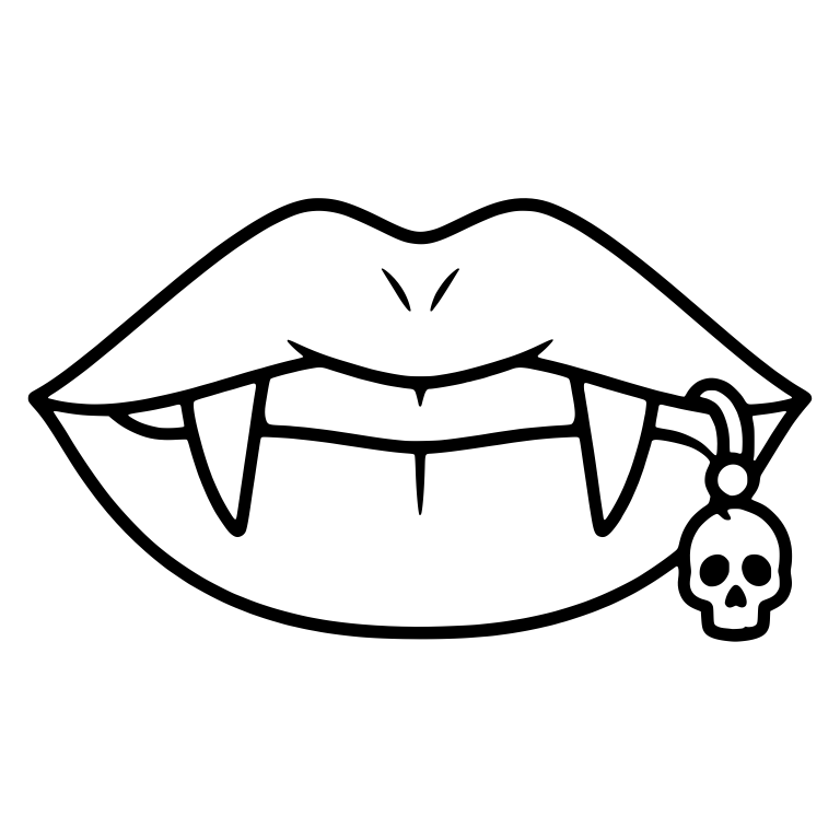 Closed Vampire Lips With Fangs and Skull Corner Ring — free fantasy-creature SVG cut file
