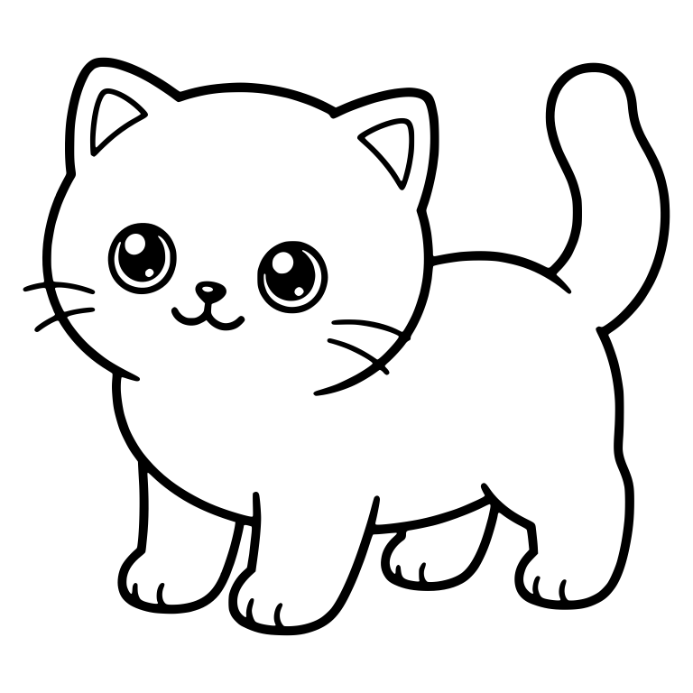 Walking Kitten With Tail Up And Head Turned — free animal SVG cut file