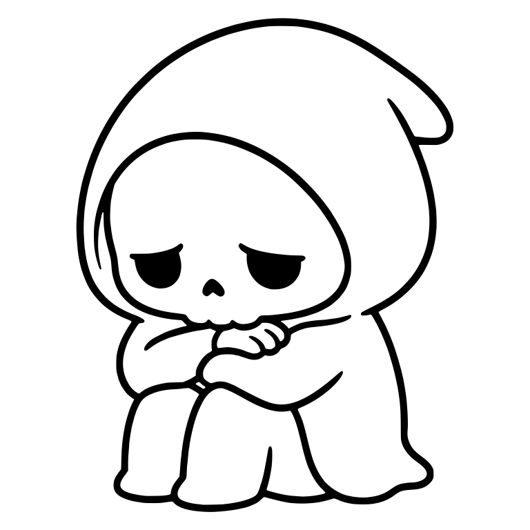 Sulking Grim Reaper Resting Chin on Folded Hands — free characters SVG cut file