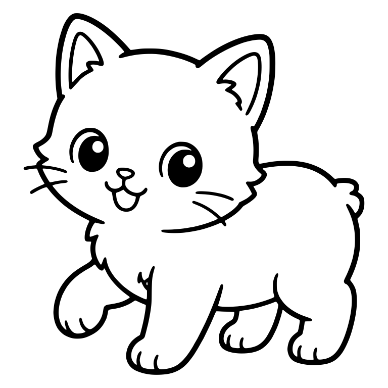 Walking Kitten with Lifted Paw and Tiny Tail — free animal SVG cut file