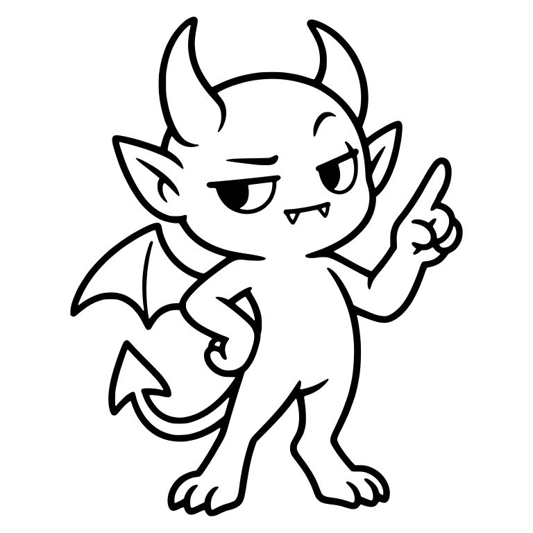 Smug Slim Winged Demon Raising One Finger — free fantasy-creature SVG cut file
