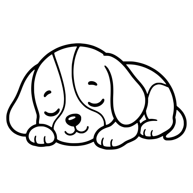 Sleeping Beagle Puppy Curled Up with Closed Eyes — free animal SVG cut file