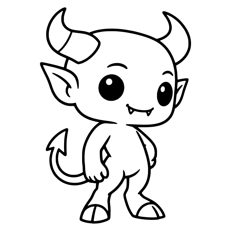 Demon Standing with Hand on Hip and Curled Tail — free fantasy-creature SVG cut file