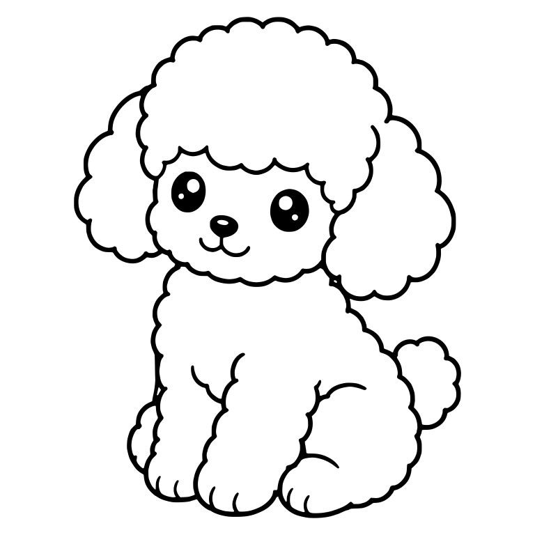 Smiling Toy Poodle Puppy Sitting with Pompom Tail — free animal SVG cut file