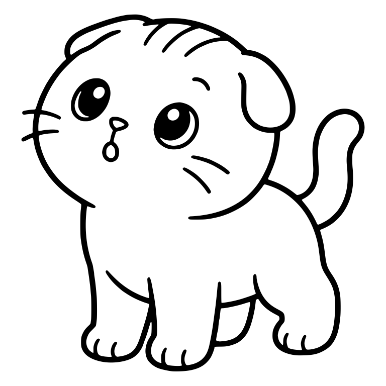 Scottish Fold Kitten Looking Up With Tilted Head — free animal SVG cut file