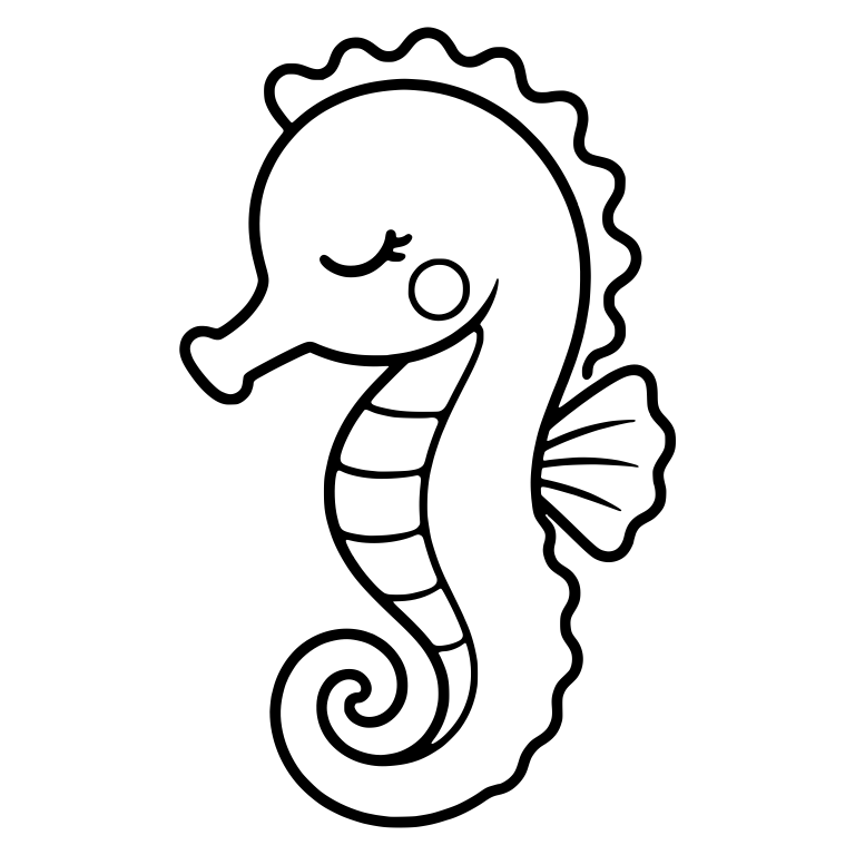 Sleeping Seahorse With Eyelashes And Blush Cheek — free animal SVG cut file