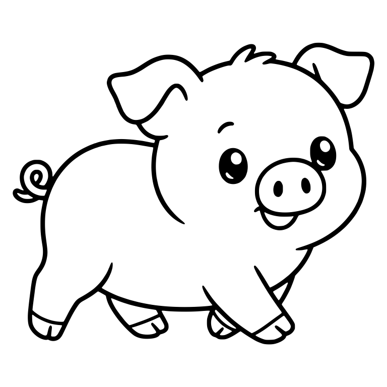 Chubby Piglet Walking To The Right — free animal SVG cut file