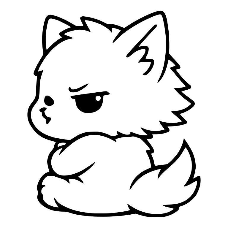 Sulking Wolf Pup Glancing Back With Side Eye — free animal SVG cut file